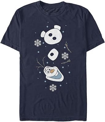 Disney Big & Tall Frozen Olaf Xmas Men's Tops Short Sleeve Tee Shirt, Navy Blue Heather, 3X-Large