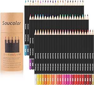 Soucolor 72-Color Colored Pencils for Coloring Books, Soft Core, Artist Sketching Drawing Pencils Art Craft Supplies, Coloring Pencils Set Gift for Adults Kids Beginners
