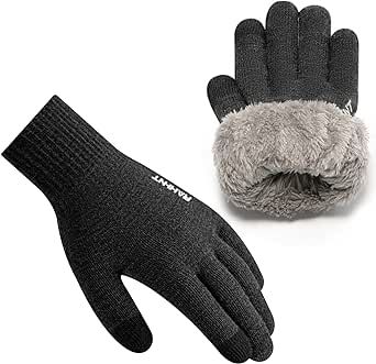Rahhint Wool Winter Gloves Men Women Fleece lined Knit Gloves with Touchscreen Fingers Insulated Gloves Keep Hand Warm Gift