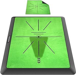 COSPORTIC Golf Hitting Mat | Golf Training Mat for Swing Path Feedback/Detection Batting | Extra Replaceable Golf Practice Mat 16"x12" | Advanced Guides and Rubber Backing for Home/Indoor/Outdoor