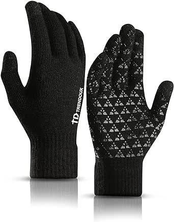 TRENDOUX Winter Gloves for Men Women - Upgraded Touch Screen Cold Weather Thermal Warm Knit Glove for Running Driving Hiking