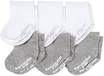 Burt's Bees Baby Baby Socks, 6-Pack Ankle Or Crew with Non-Slip Grips, Made with Organic Cotton