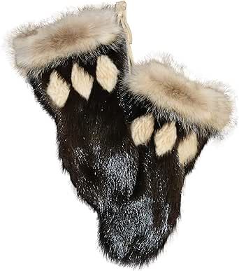Glacier Wear Alaska Musher Mittens - Natural Black Beaver & Badger Fur
