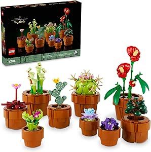 LEGO Icons Tiny Plants Building Set, Cactus Decor Gift Idea for Flower-Lovers, Carnivorous, Tropical and Arid Flora, Build and Display, Botanical Collection, Creative Building Sets for Adults, 10329