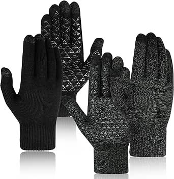 2 pack Winter Gloves Touchscreen Gloves for Men Women, Warm Glove Anti-Slip with Thermal soft Knit Lining