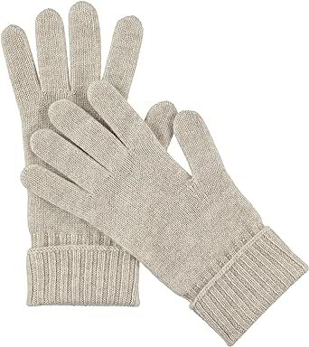 Manio Cashmere Women's 100% Cashmere Knitted Gloves Pure Soft Comfortable With Ribbed Cuffed