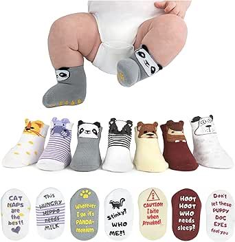 ZIRI & ZANE Baby Socks Gift Set - Newborn Baby Gifts for Boys & Girls - 7 Unique Pairs - Cute & Funny Gender Neutral Gift for Baby Shower & Unisex Registry Idea - Gender Reveal Gifts