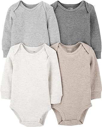 Simple Joys by Carter's Unisex Babies' Long-Sleeve Thermal Bodysuits, Pack of 4